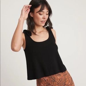 Marine Layer Lexi Rib Tie Tank Top, Size Small, in Black